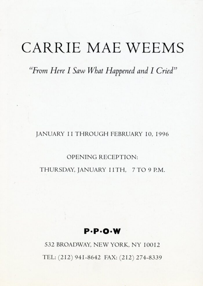 Gallery Carrie Mae Weems From Here I Saw What Happened And I