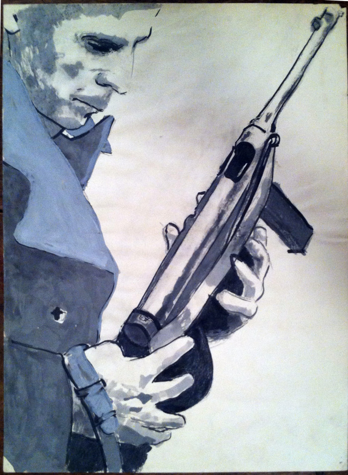 Coleen Fitzgibbin gouache painting of police man