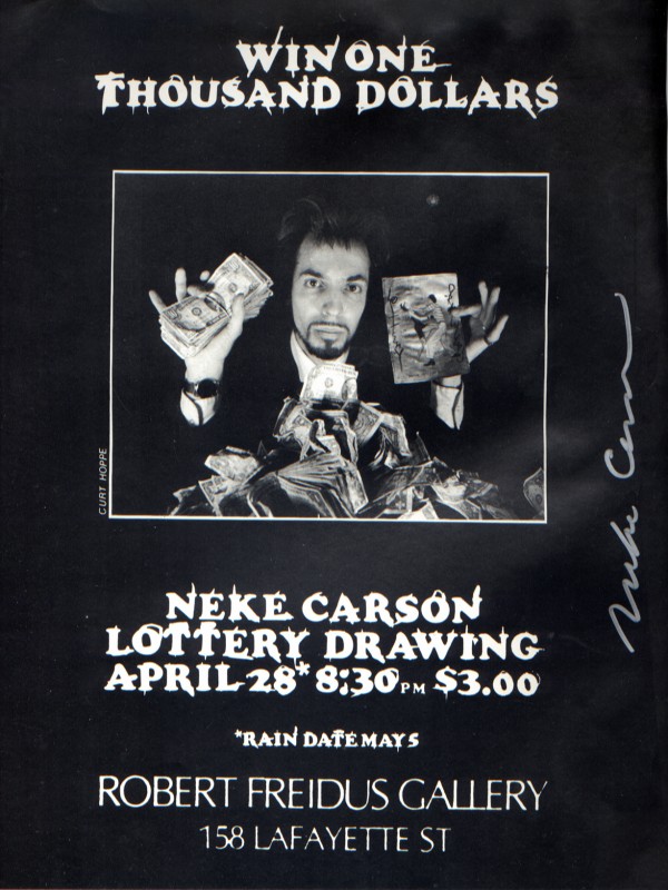poster for Carson's lottery drawing