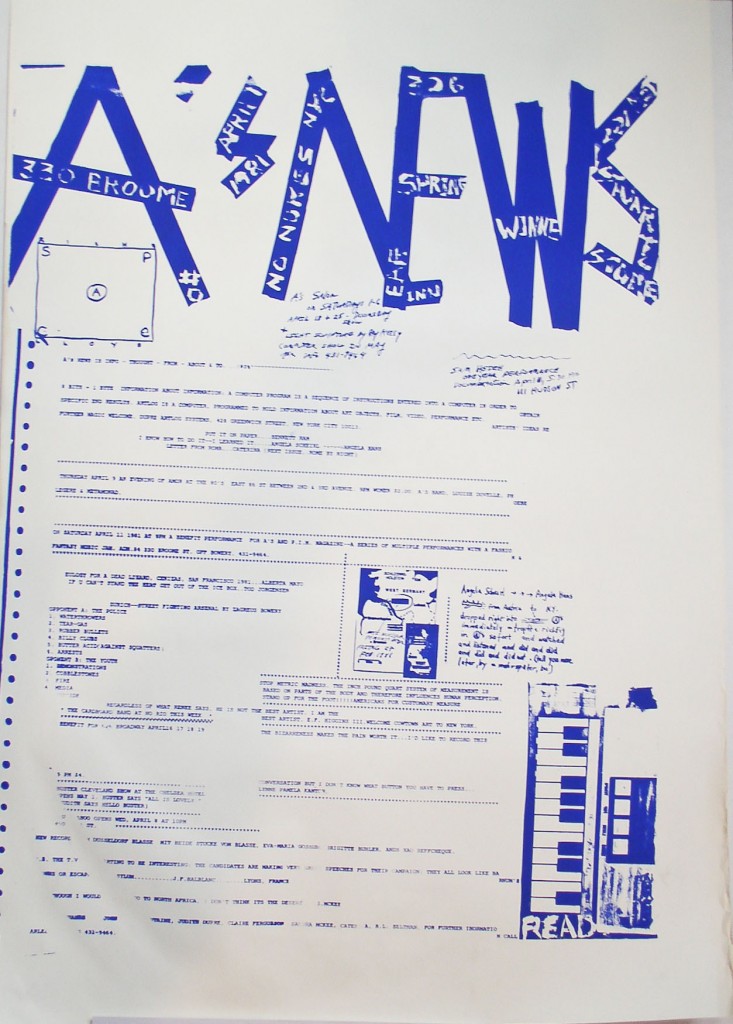 A's News, Arleen Schloss, 1981, A's salon