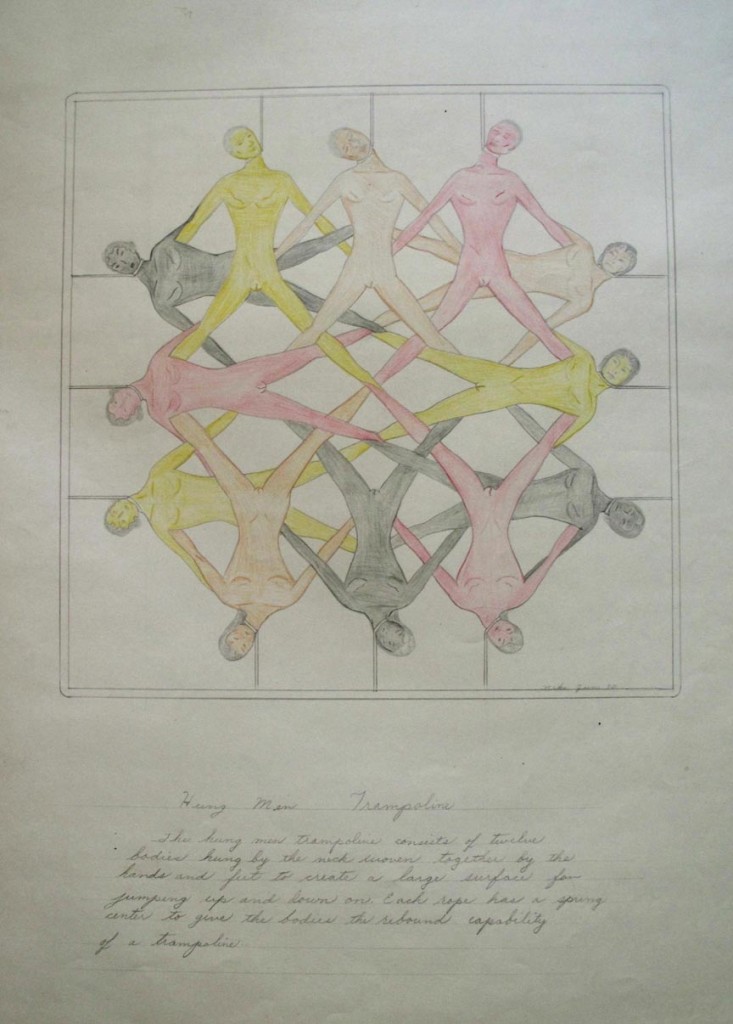 Neke Carson, Trampoline made of people, drawing