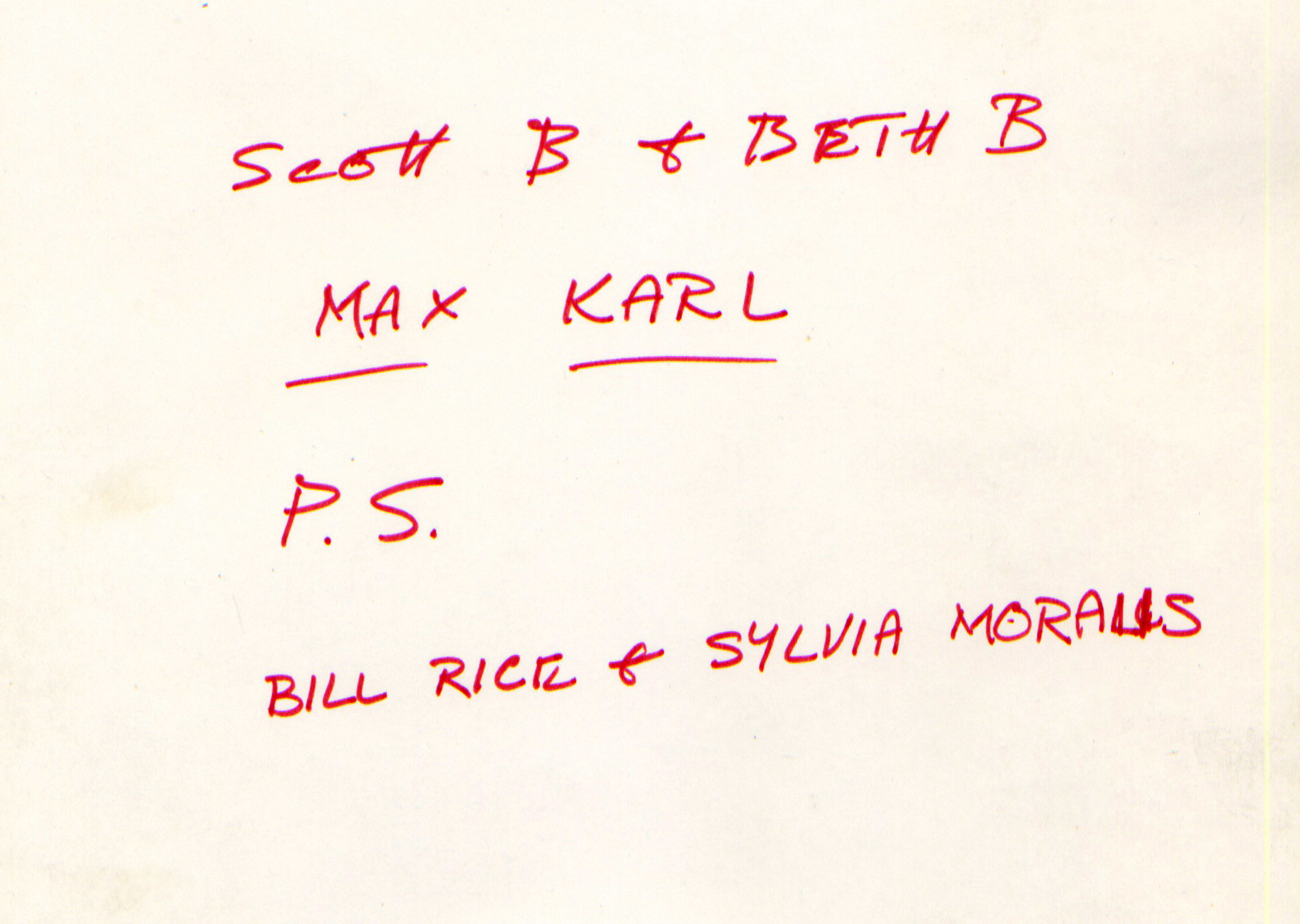 Scott B & Beth B, Max Karl, G-Man, Sylvia Moralis, Bill Rice