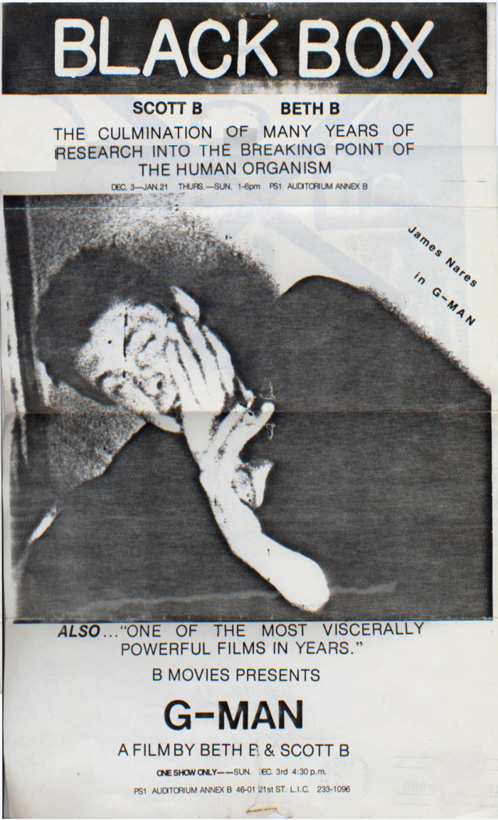 Beth B. and Scott B., flyer for Black Box and G-Man