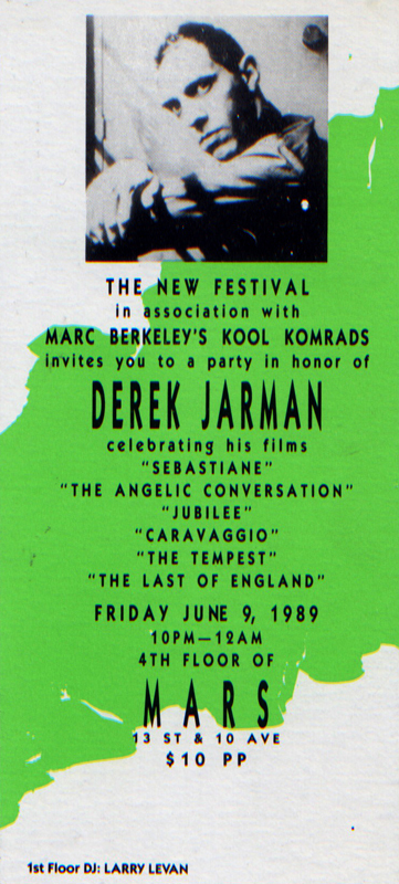 Party in honor of Derek Jarman, Mars