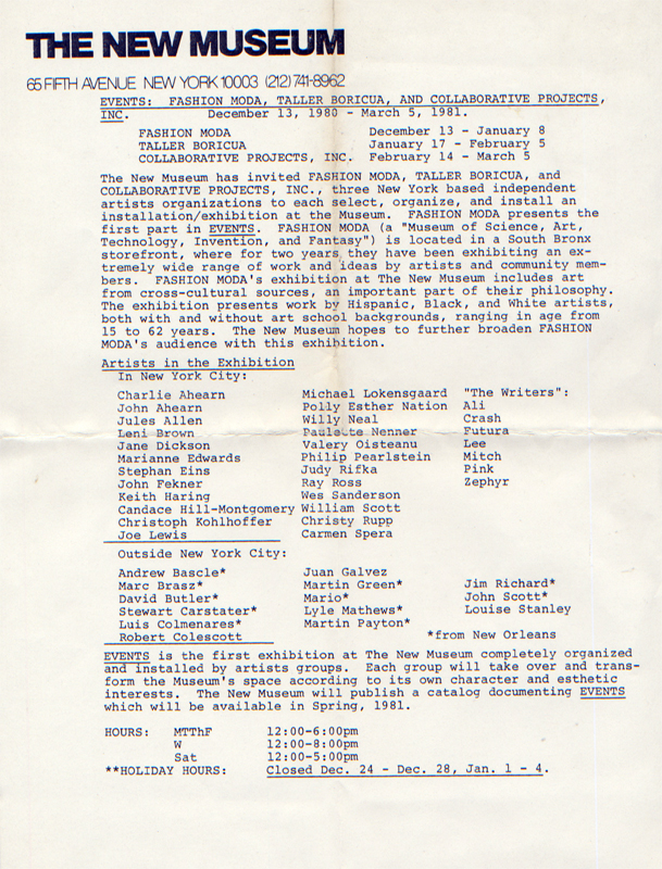 New Museum press release