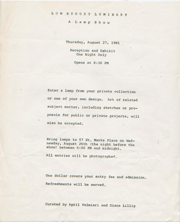 Low Budget Luminaries press release