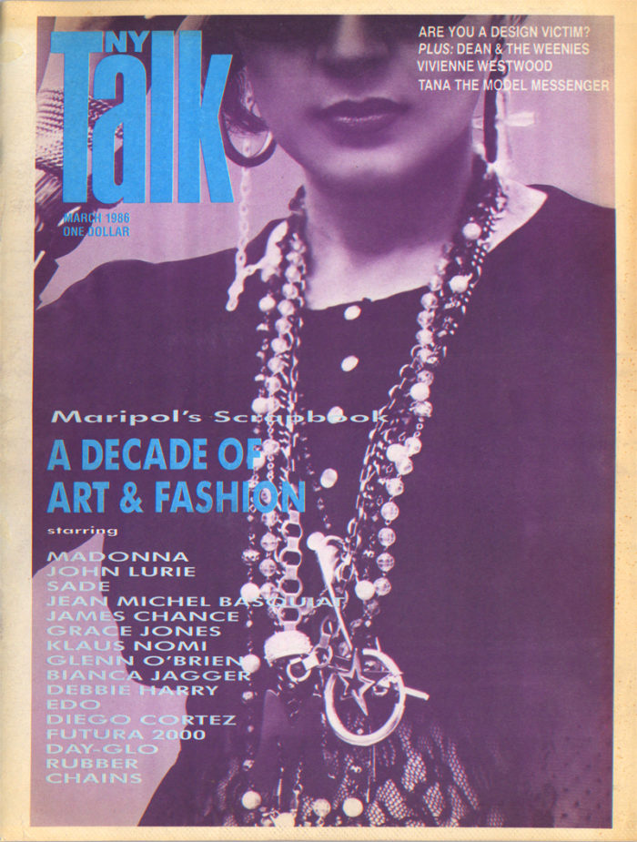 NY Talk Magazine cover from March 1986, art and fashion edition