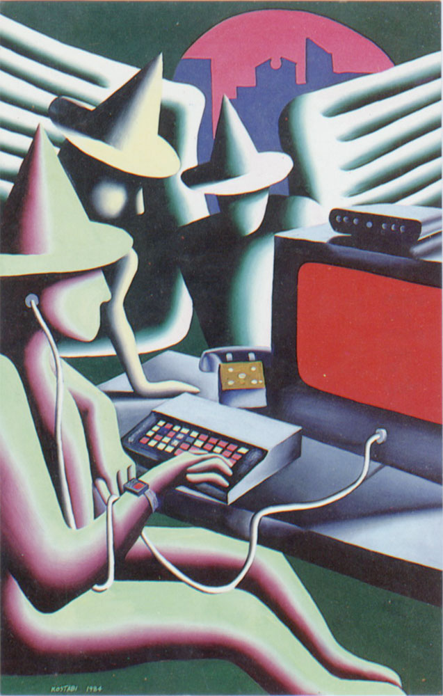 Semaphore Gallery postcard for Mark Kostabi Painting exhibition - front