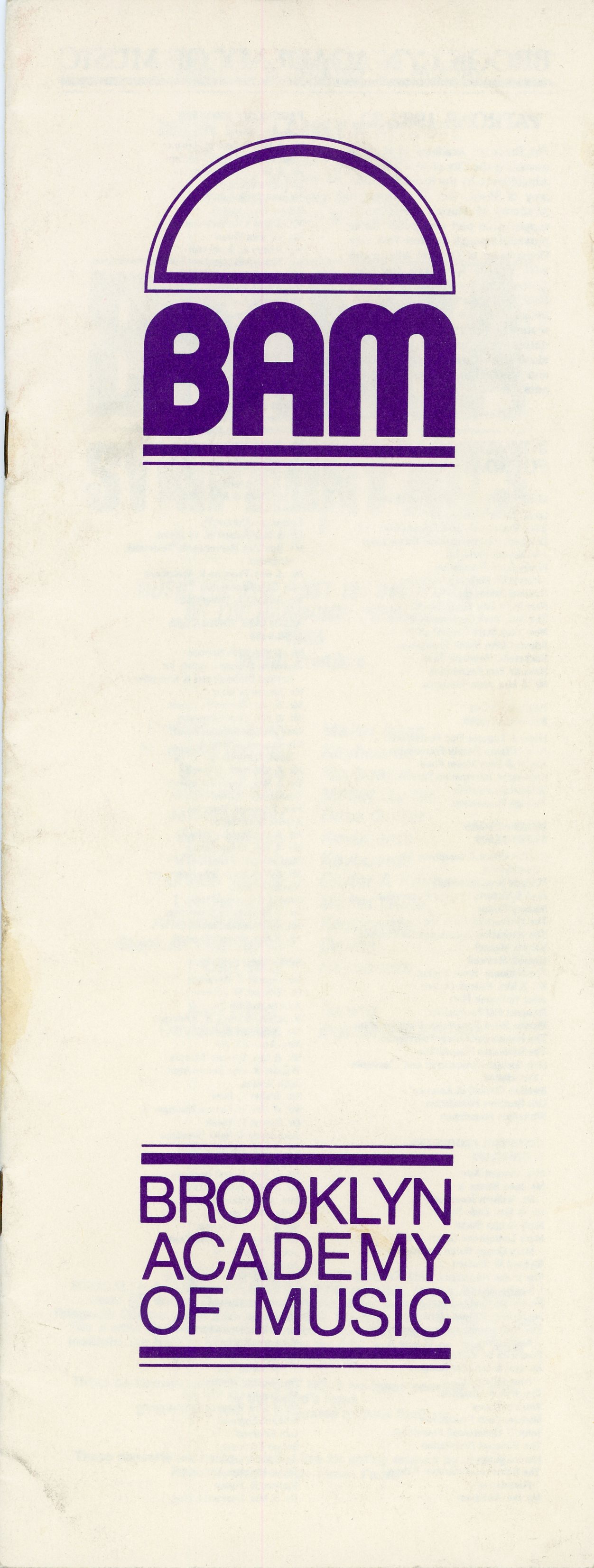 BAM Branca program - front