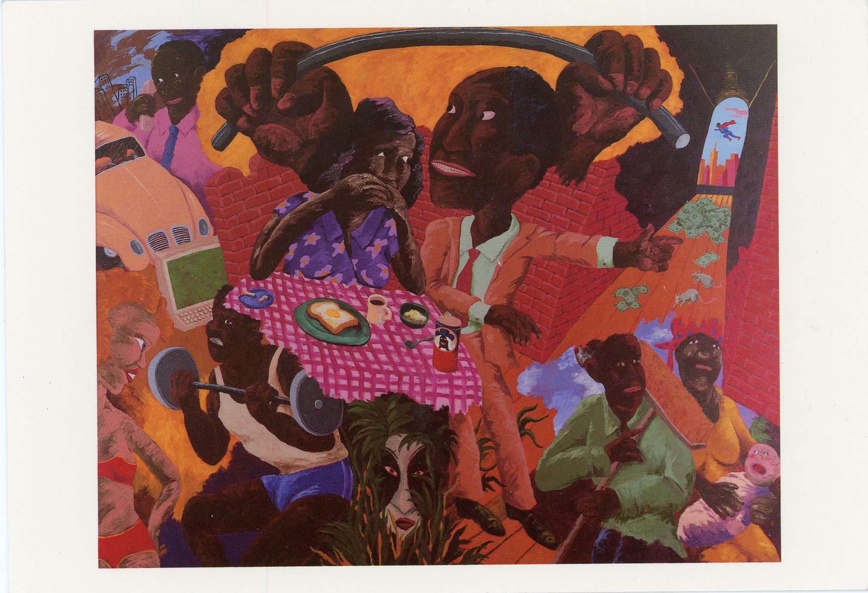 Robert Colescott's postcard for Phyllis Kind Gallery exhibition - front