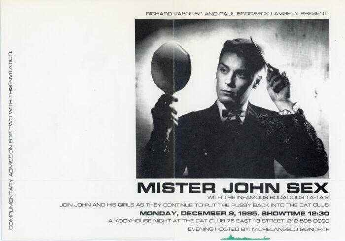 The Cat Club invite to John Sex night - inside