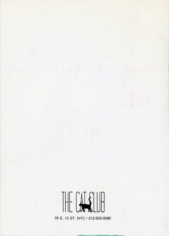 The Cat Club invite to John Sex night - back