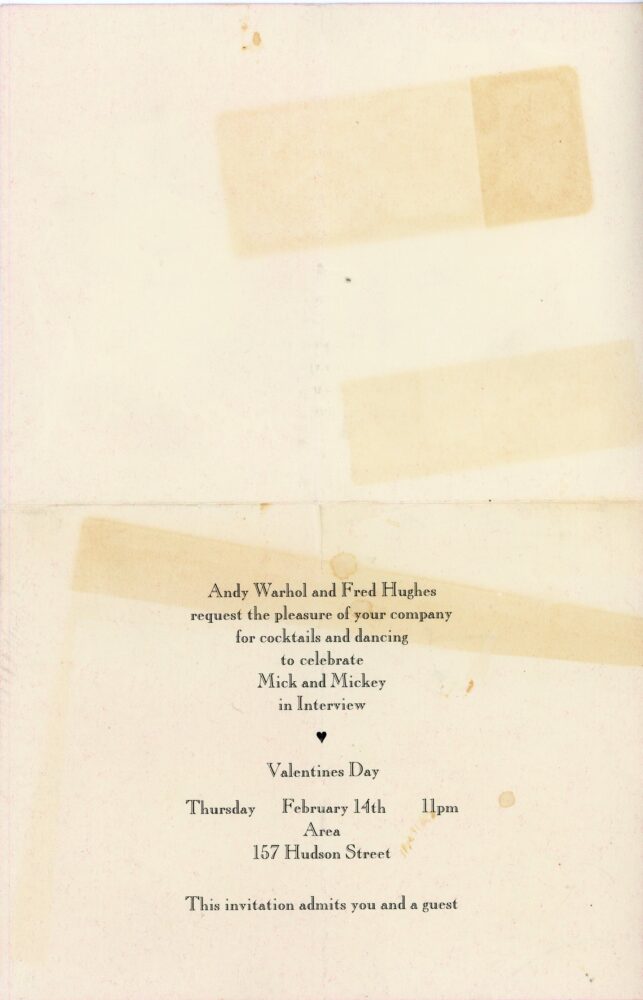 area card for interview magazine inside