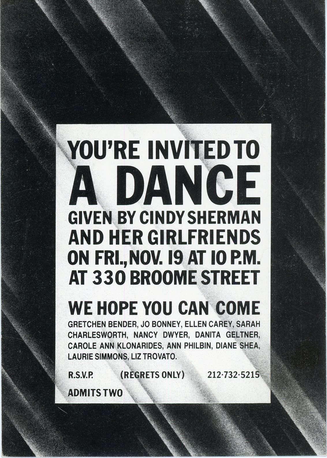 Cindy Sherman danceparty invite