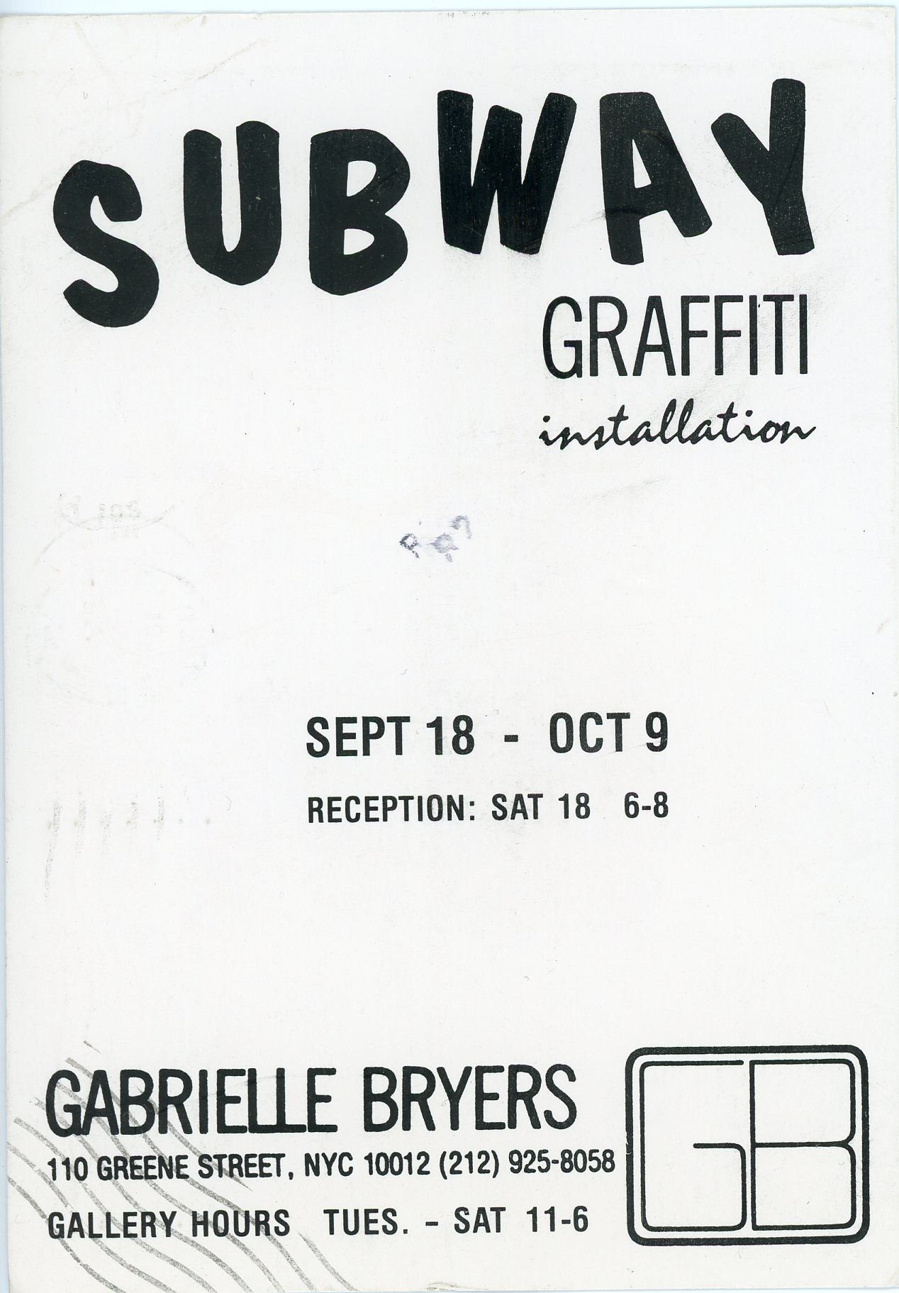 subway graffiti exhibition with Gabrielle Bryers Gallery