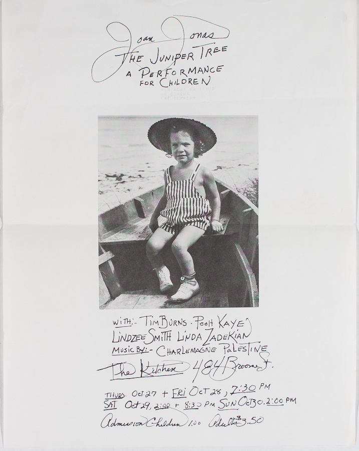 Joan Jonas poster for The Juniper Tree at The Kitchen