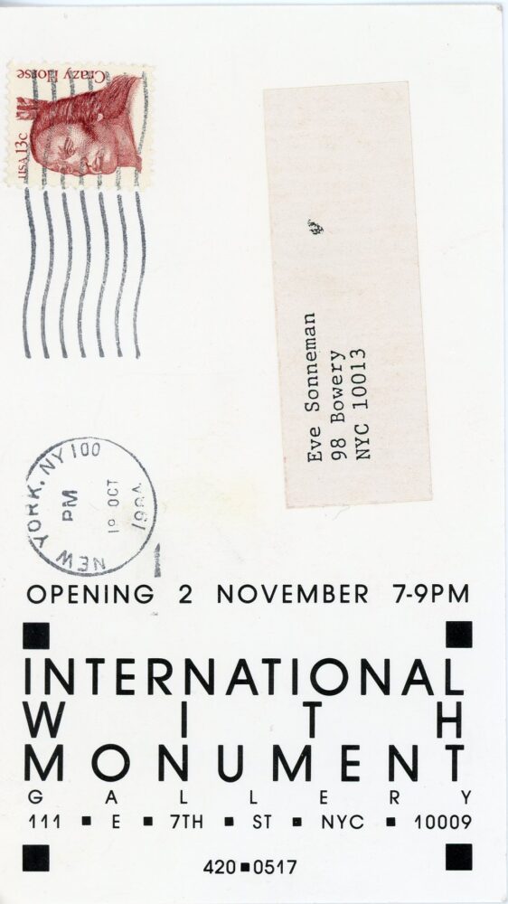 back of card for Laurie Simmons at International With Monument