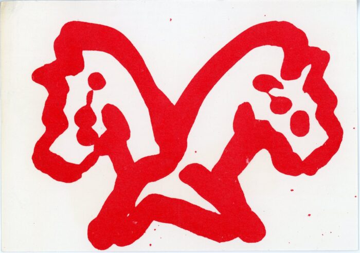 front of Joan Jonah's card for Double Lunar Dogs at Performing Garage