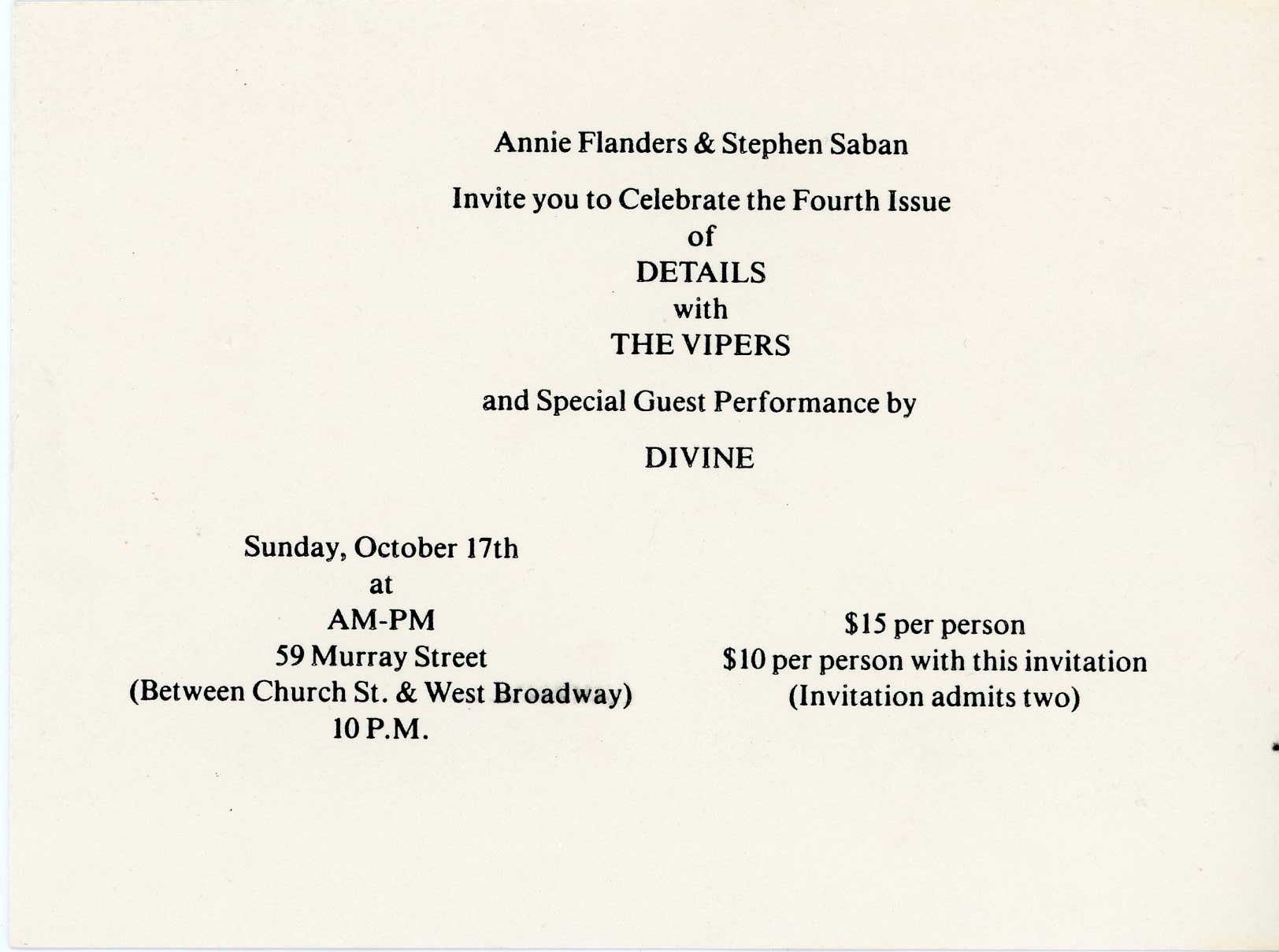 divine card for details magazine launch party