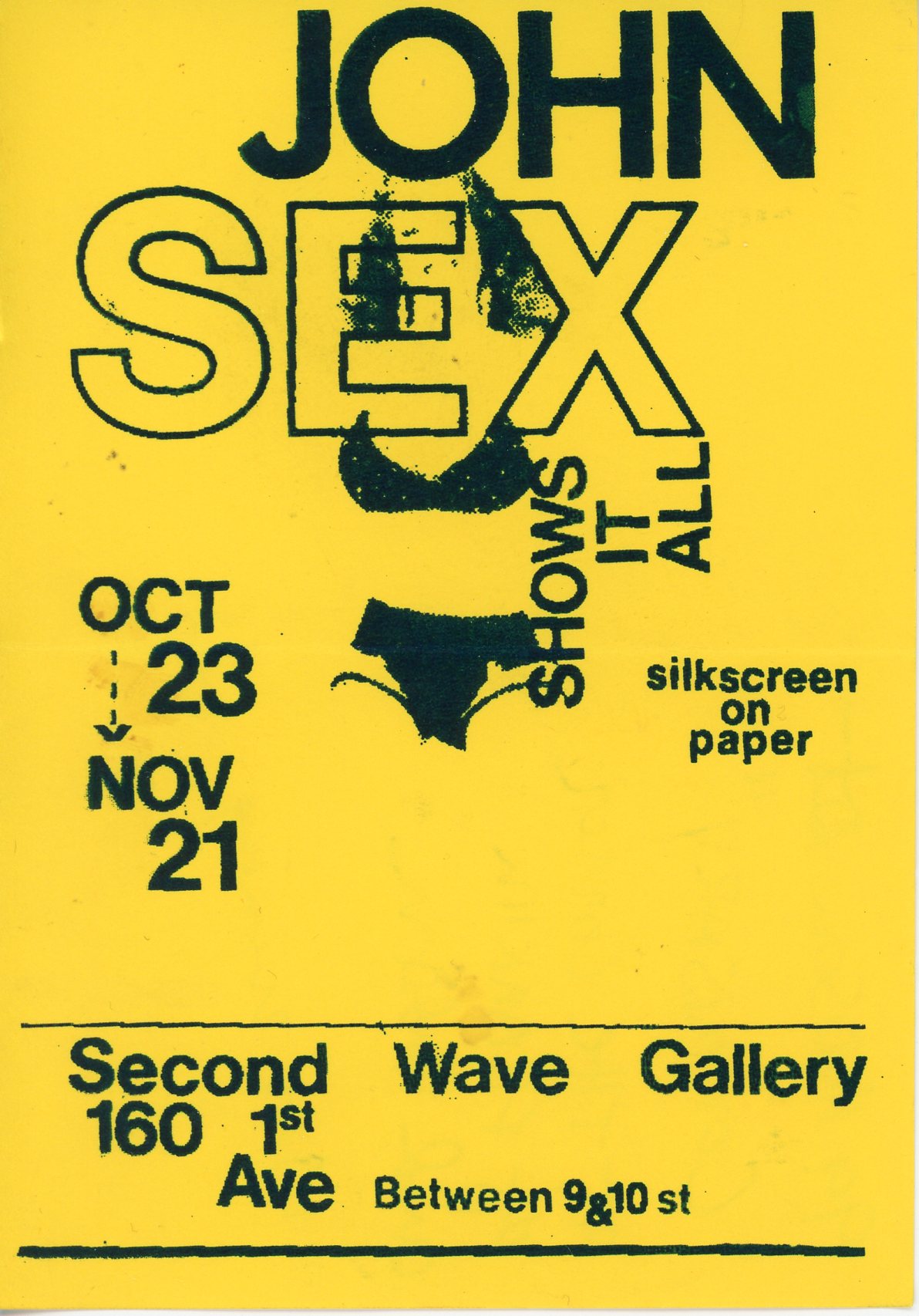 Gallery 98 John Sex Second Wave Gallery Card C 1980s 9169