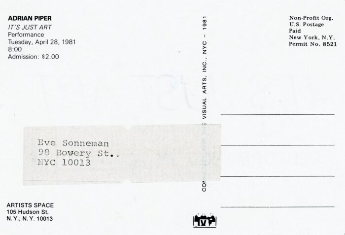 back of Its Just Art card