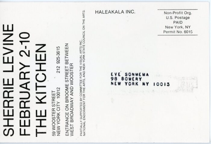 back of Sherrie Levine poster