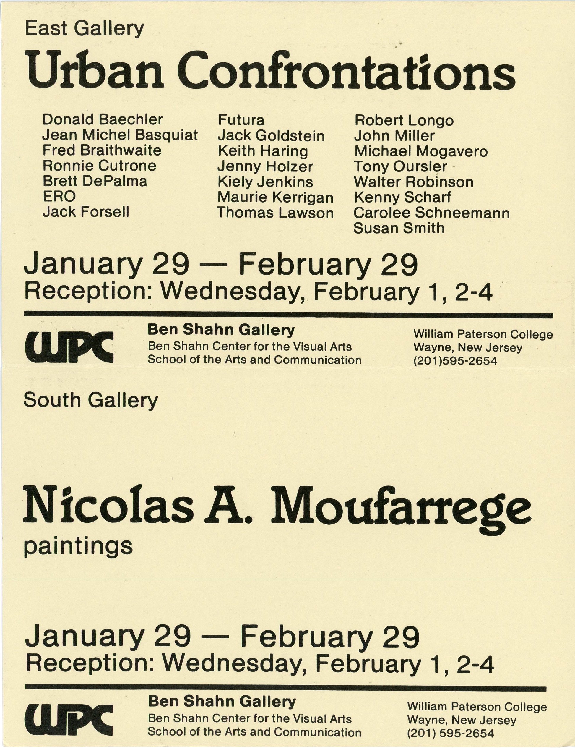 card for graffiti Group show and Nicolas A. Moufarrege solo show
