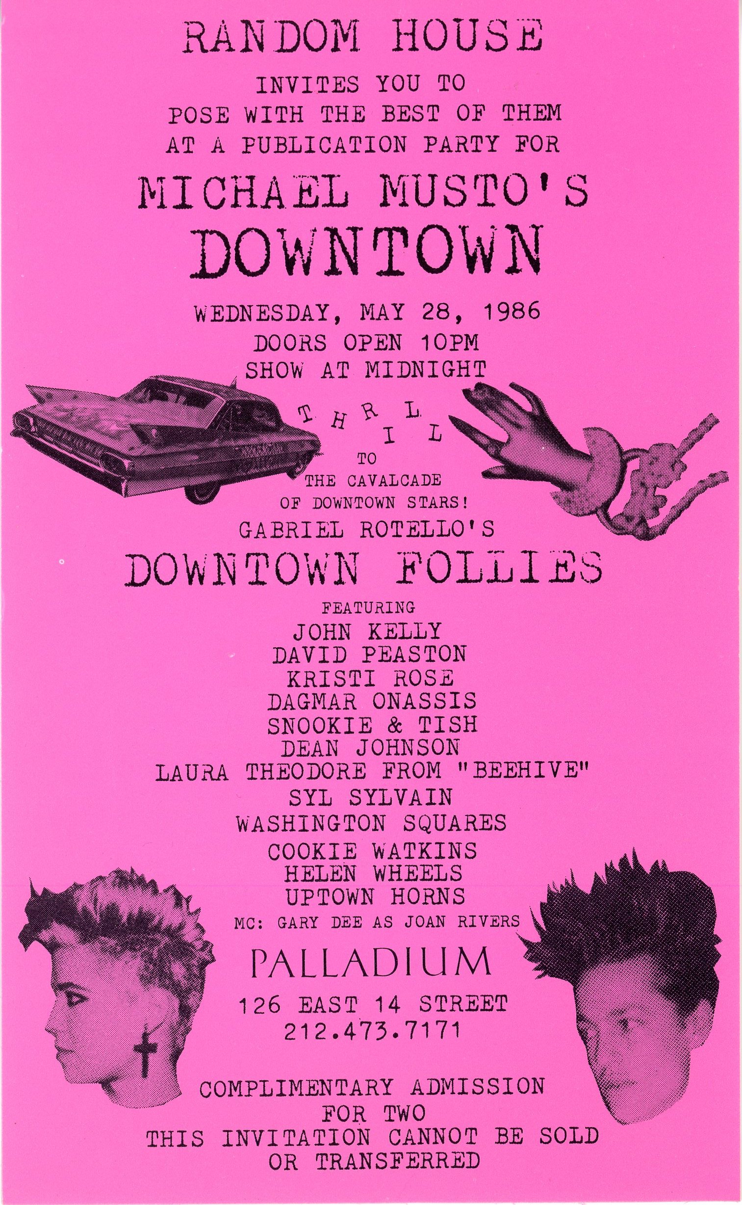 Palladium card for Downtown party