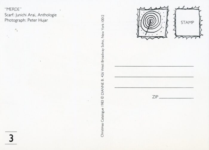 Peter Hujar card for Dianne B - back of card