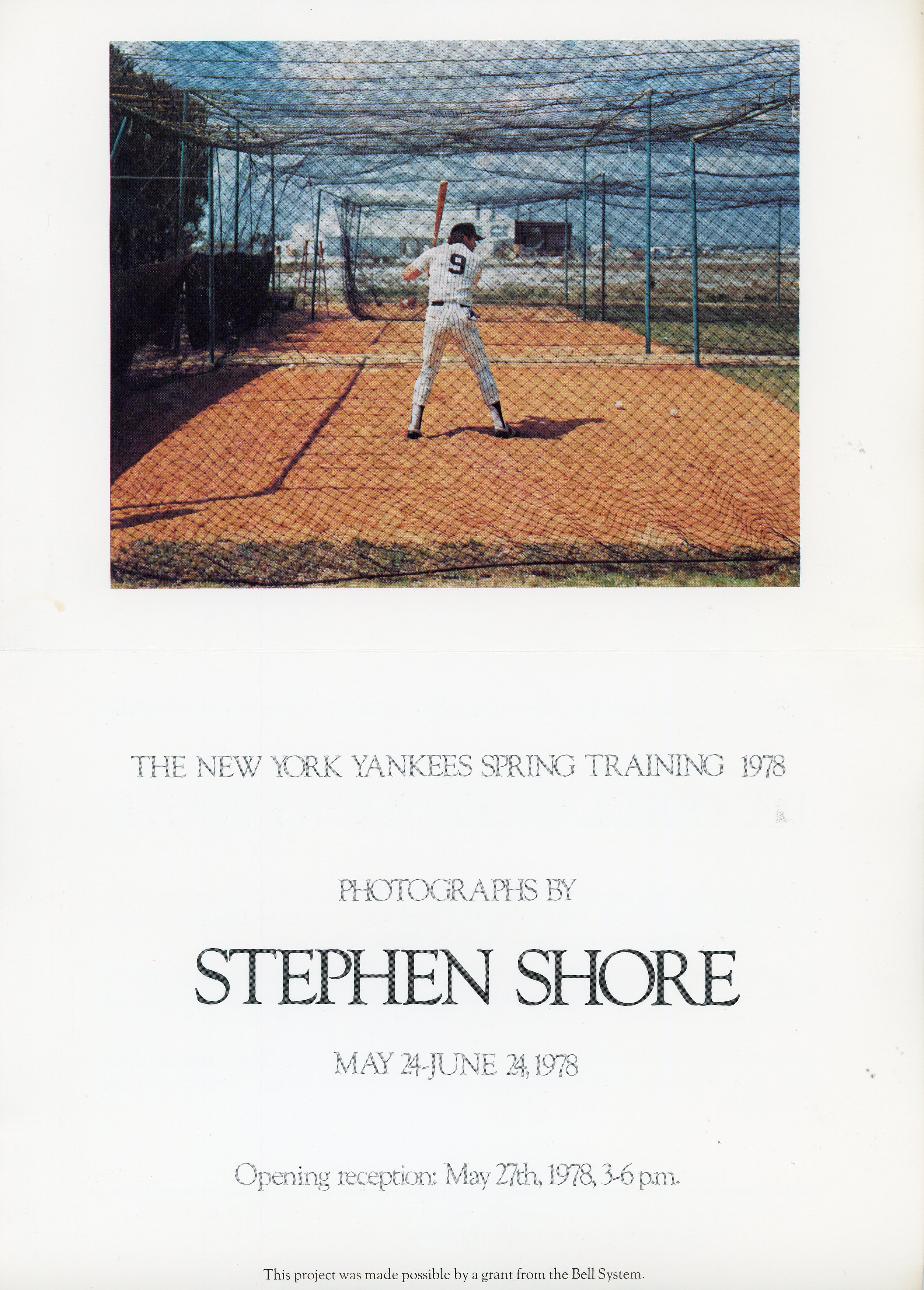 inside Stephen Shore card for the New York Yankees Spring Training exhibition
