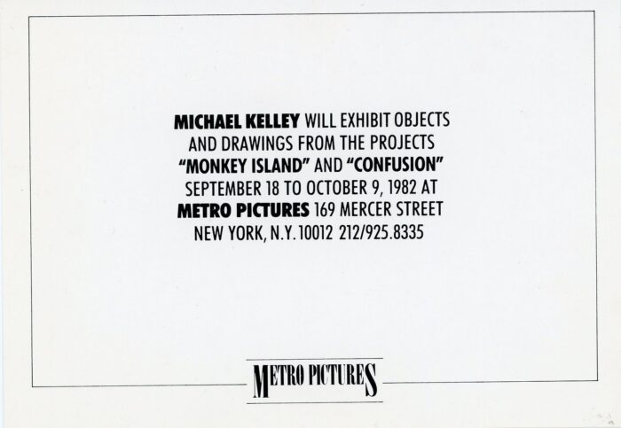 Michael Kelley card for Metro Pictures