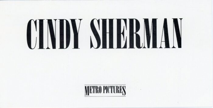 front of Cindy Sherman card for Metro Pictures, 1981