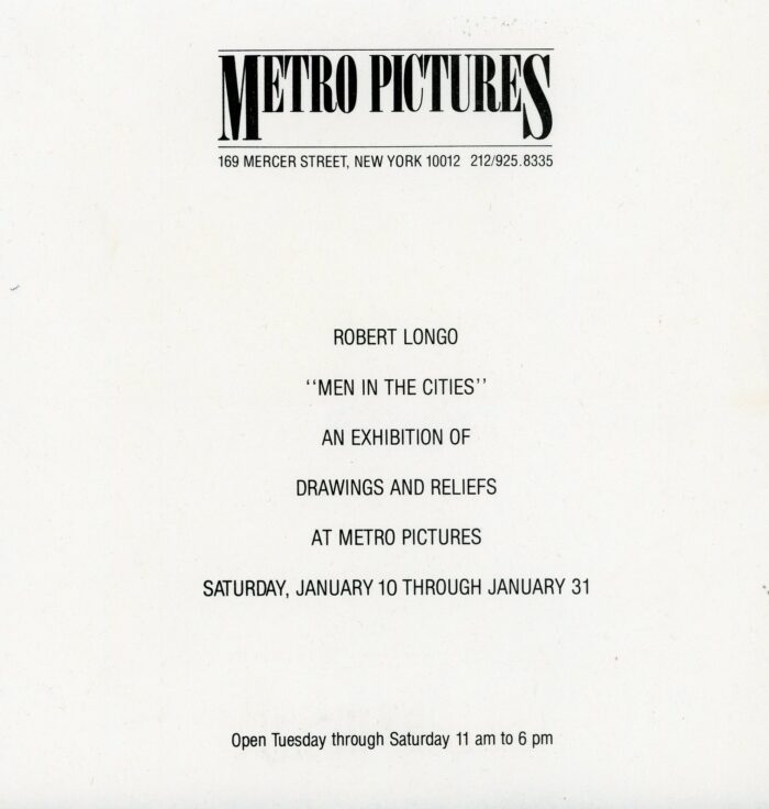Robert Longo invite for Metro Pictures