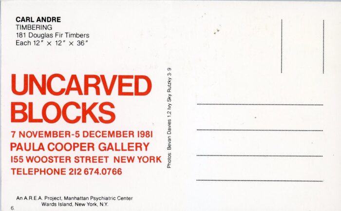 carl andre for paula cooper gallery