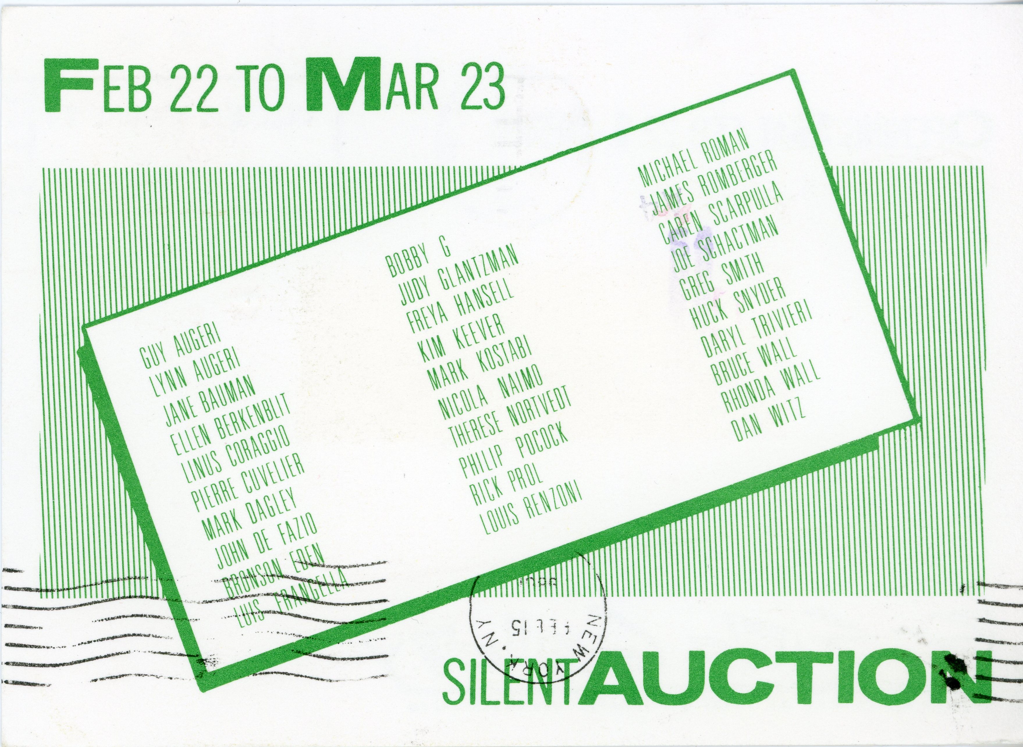 silent auction card for b-side gallery