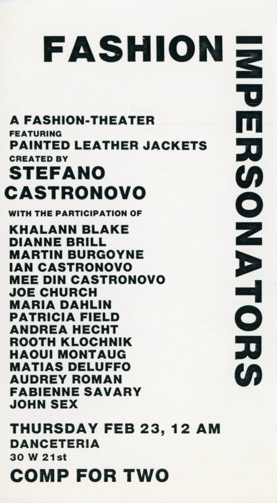 castronovo card for danceteria leather jacket party