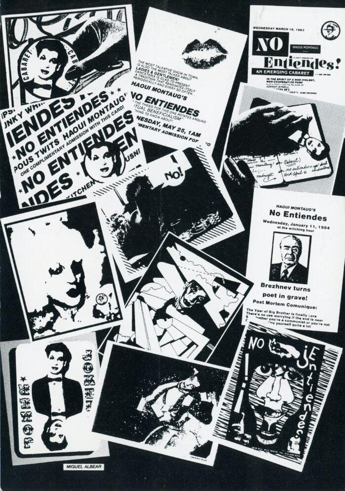 front of no entiendes card at danceteria