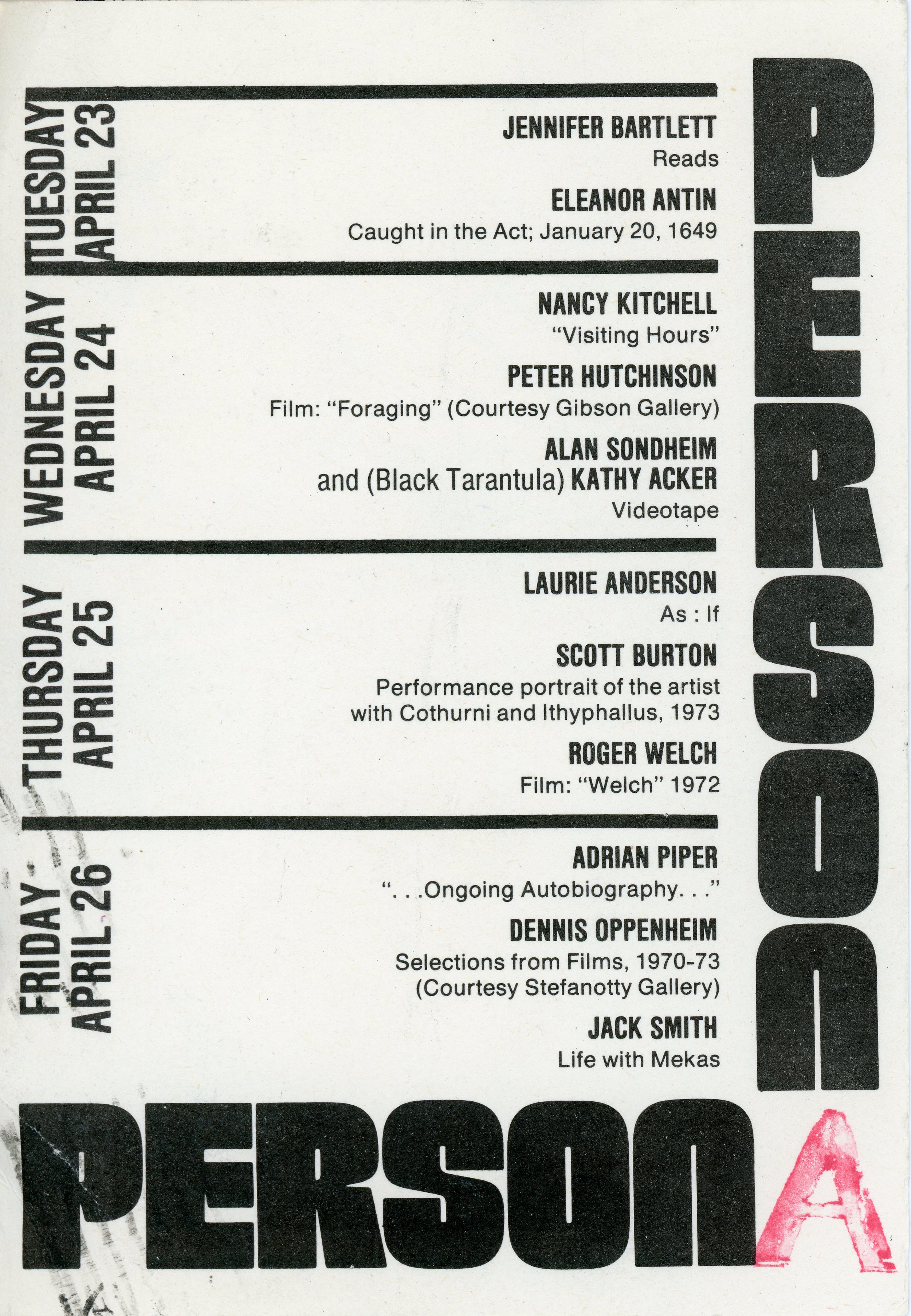 person a show card at artists space