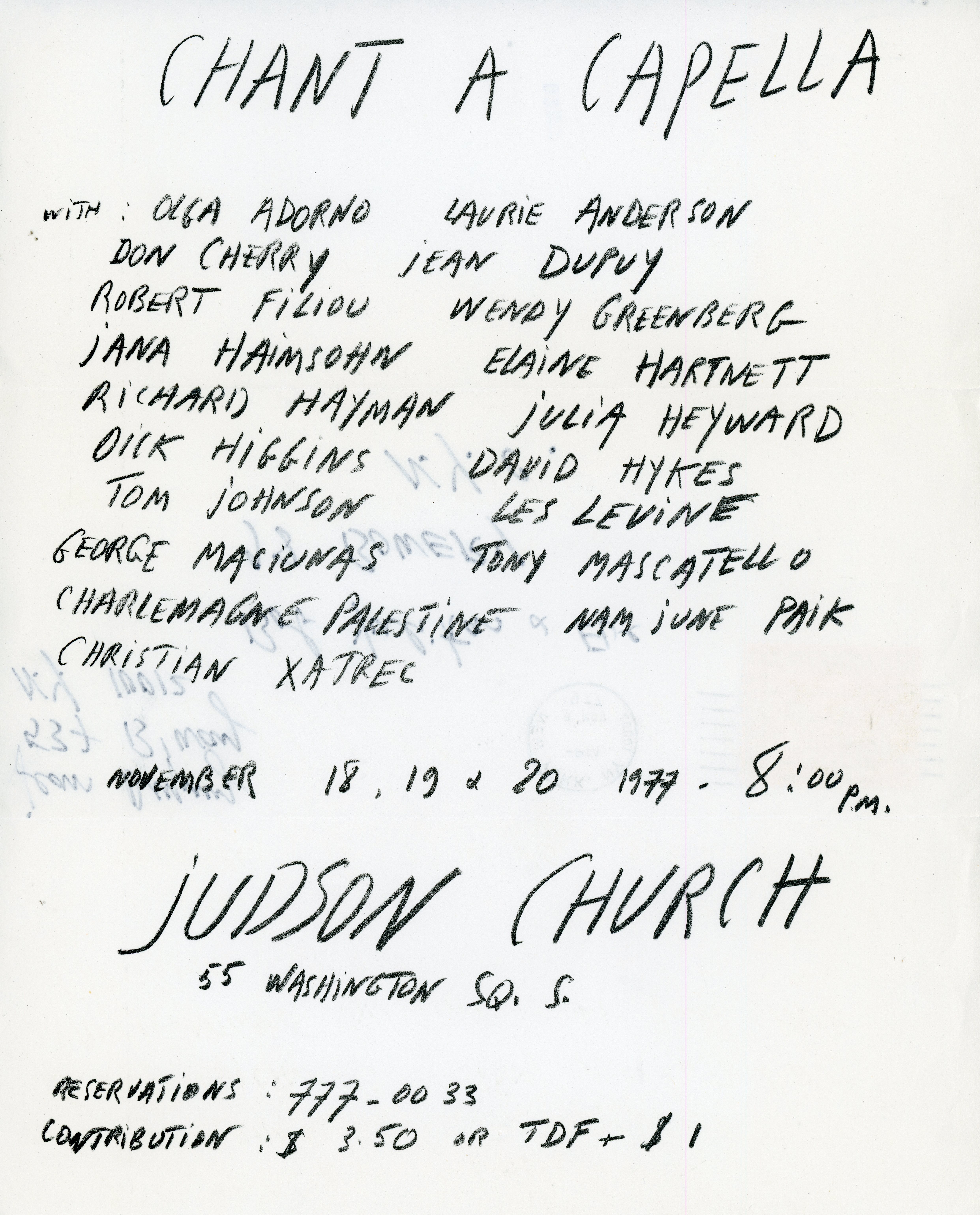 chant a capella flyer