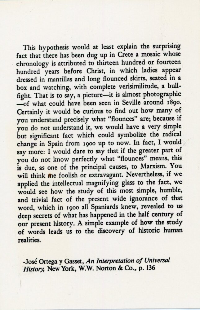 lynda benglis at paula cooper card - back featuring ortega excerpt