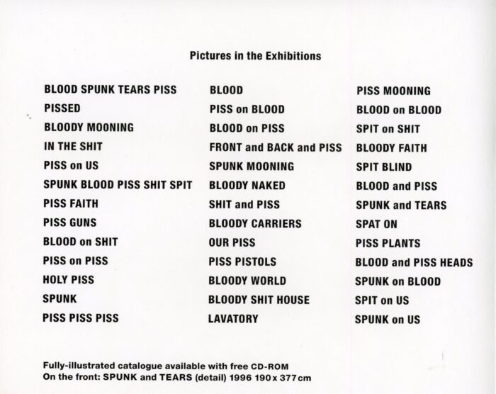 Gilbert & George show card for The Fundamental Pictures
