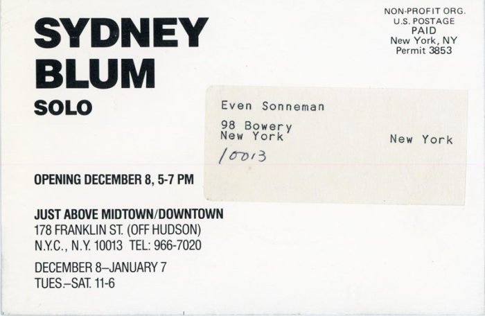 Sydney blum just above midtown solo 1980