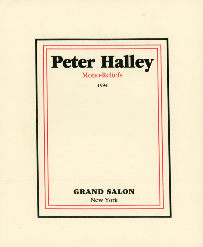 Peter halley Mono-Reliefs Grand Salon