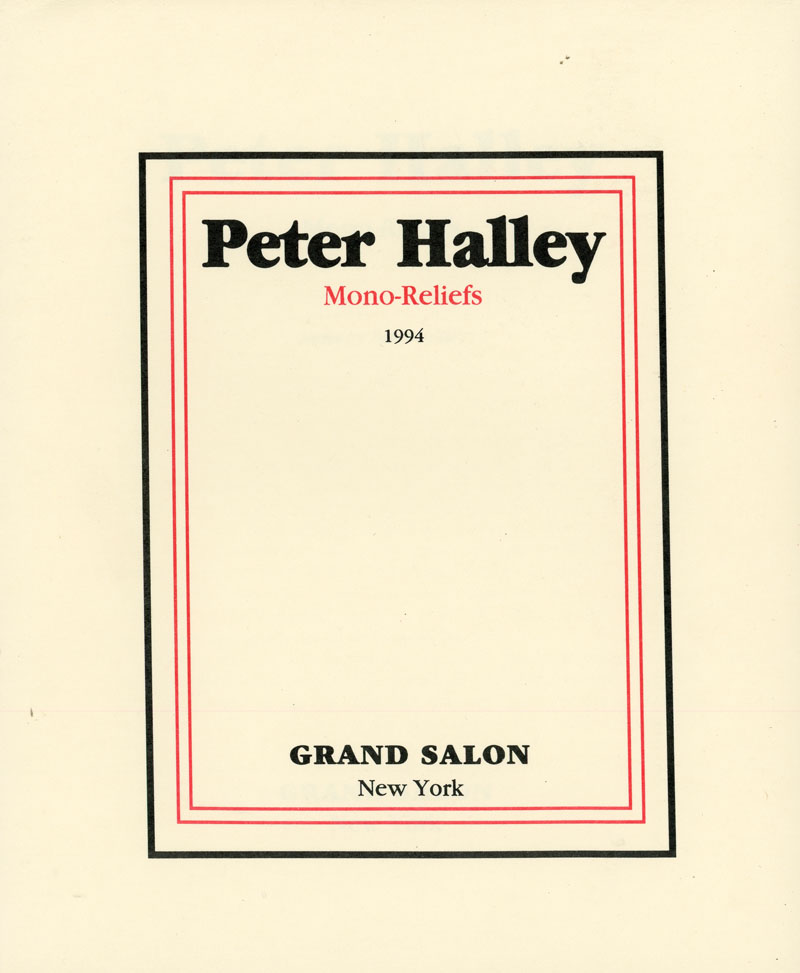 Peter halley Mono-Reliefs Grand Salon