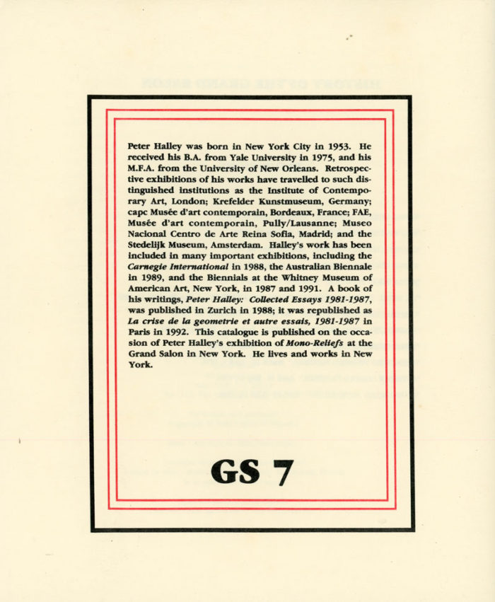 Peter halley Mono-Reliefs Grand Salon