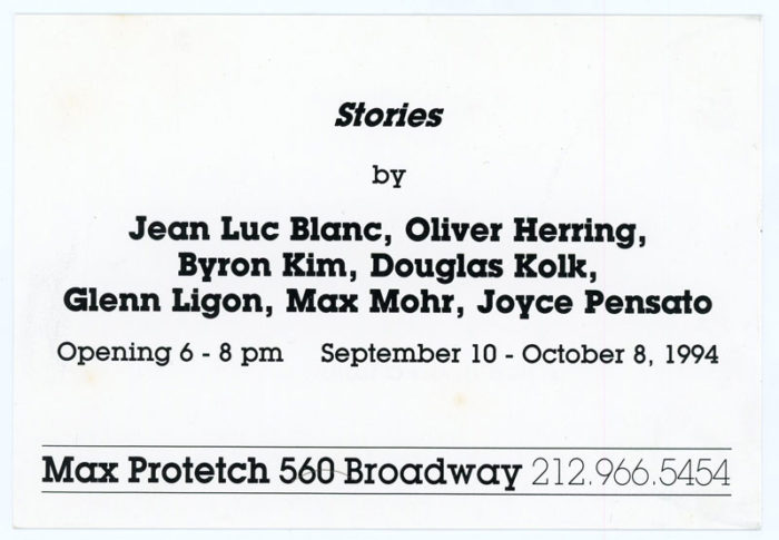 Stories at Max Protetch