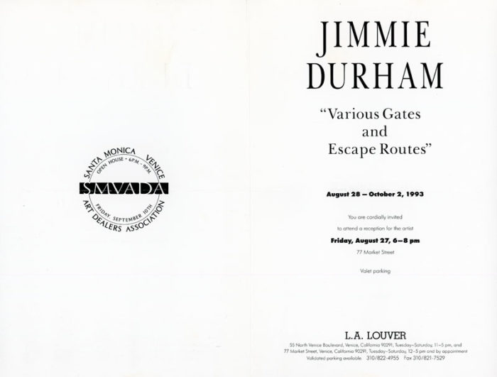 Jimmie Durham L.A. Louver card