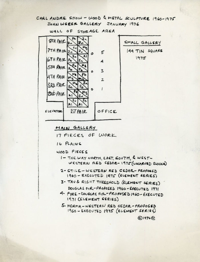 Carl Andre John Weber Gallery