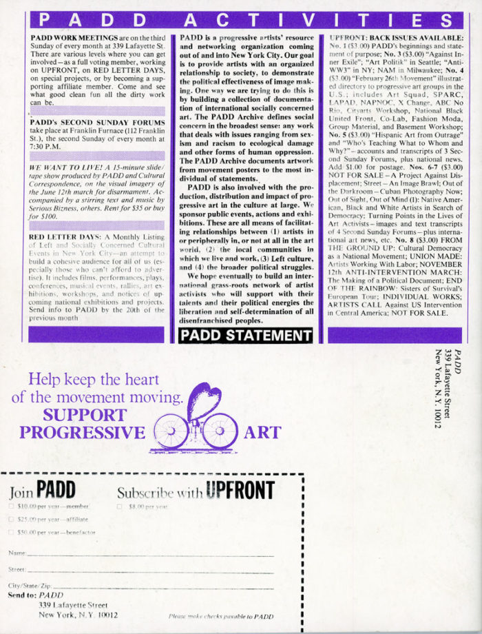 Upfront Magazine Anton van Dalen Lucy Lippard Sou Coe