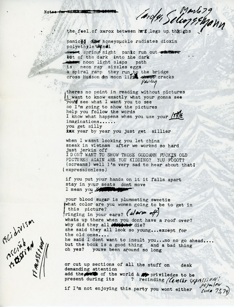 Carolee Schneemann New York Reading Series 1979